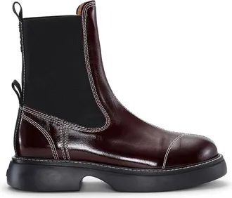 Ganni Burgundy Everyday Mid Chelsea Boots - Size 10 Red