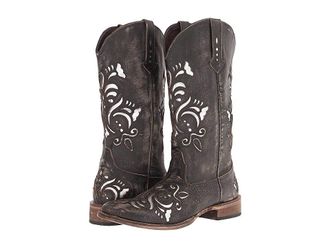 Roper Laser Cut Metallic Underlay Boot Cowboy Womens Boots Tan/Silver : 10.5 M, Leather