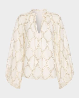 Ramy Brook Ria Lurex Lace Blouse