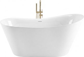 Rea Ba&ntilde;era De Pie Rea Lusso Slim 170 White With Black Plug Cap