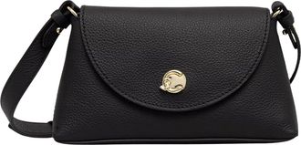 Coccinelle Nikla Structured Gold Emblem Pebbled Leather Shoulder Bag