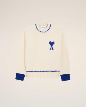 Ami White Wool Ami De Coeur Crewneck Sweater White - XXL - Unisex