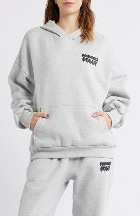 Princess Polly Puffy Logo Hoodie in Grey at Nordstrom, Size 10