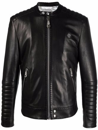 Philipp Plein Iconic Plein leather jacket - Black