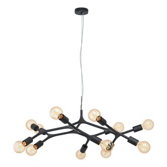 Loops Pendant Ceiling Light 12 Bulb Colour Black Arms & Lamp Holders Bulb E27 12x60W