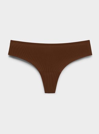 Miiyu Womens Mini-rib laser-cut thong Recycled nylon