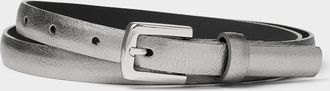Simons Womens D-buckle metallic leather thin belt