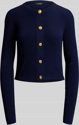 Lauren Ralph Lauren Slim Fit Strickjacke mit Knopf Details in Marine, Gr&ouml;&szlig;e XL