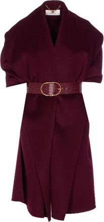 Elisabetta Franchi Womens Mantella In Panno Di Lana Double - Dark Red Wool - Size EU 42 (Womens)