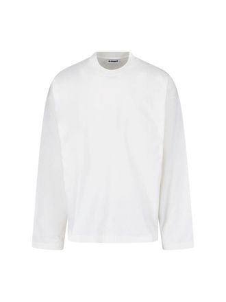 Jil Sander White Crewneck Long-Sleeve Cotton T-Shirt