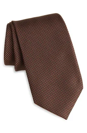 Tom Ford Brown Microhoundstooth Silk Tie in Cinnamon at Nordstrom