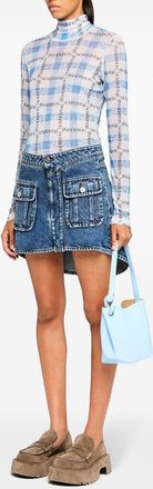 J.W.Anderson Womens Curved Patch Pockets Mini Denim Skirt - Blue Cotton - Size 12 UK