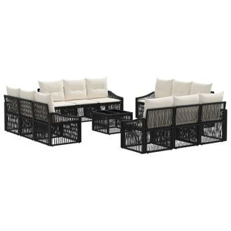 vidaXL Conjunto De Sof&aacute;s De Jard&iacute;n 13 Pcs Negro Rat&aacute;n Sint&eacute;tico Vidaxl