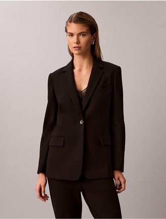 Calvin Klein Womens High Twist Compression One-Button Jacket - Black - 10