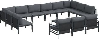 vidaXL Garden Sofa Set 14 pcs Anthracite Steel Vidaxl