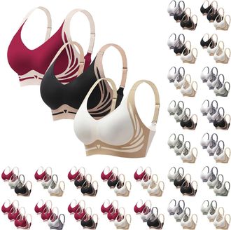 Generic 3 Pack Bralettes for Women Plus Size Anti Sagging Bra Super Firming Lifting Bras for Sagging Breasts Super Gather Wire-Free Push-Up Bra Ladies Non Wir