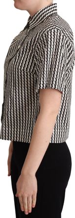 Dolce & Gabbana Womens White Black Fantasy Pattern Shirt Cotton