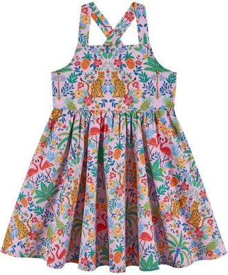 Andy & Evan Kids Cheetah Cotton Poplin Party Dress in Pink at Nordstrom, Size 2Y