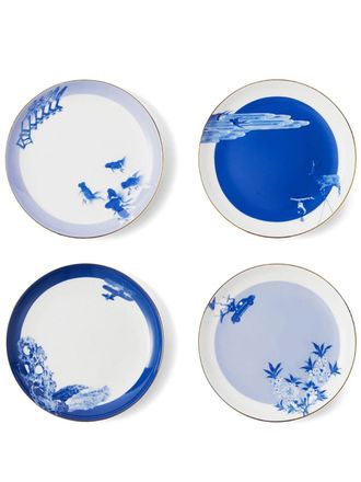 Shanghai Tang Set di 4 piatti da dessert x Jacky Tsai - Blu