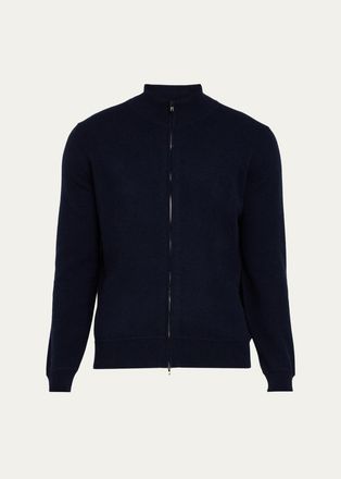 Fioroni Cashmere Mens Cashmere Sport Stitch Full-Zip Bomber Cardigan