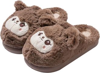 Generic Fuzzy Sheep Slippers for Women Cute Warm Comfy Winter Home Slippers Ladies Comfortable Memory Foam House Shoes (Coffee, 42)