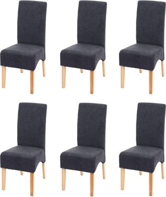 Hhg Hhg - Nunca Usado] Lote De 6 Sillas De Comedor Latina, Silla De Cocina, Tela/textil Certificado Mvg, Gris Oscuro, Patas Claras