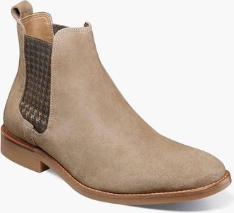Stacy Adams Mens Gabriel Plain Toe Chelsea Boot In Sand Suede