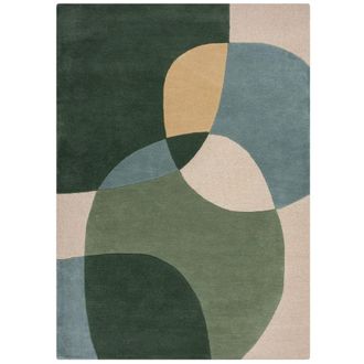 Flair Rugs Alfombra de lana verde, azul y beige 160x230cm