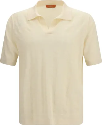 Cruna Mens T-Shirt Levanti V-Neck Cream Cotton Polo Shirts T-shirts And Polos