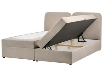 Beliani Cama continental de tejido beige 180x200
