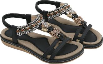 Generic Womens Flat Sandals Summer Shoes for Women UK Womens Summer Sandals Casual Comfortable Flip Flops Sparkly Rhinestone Shoes Ankle T-Strap Elastic Back 