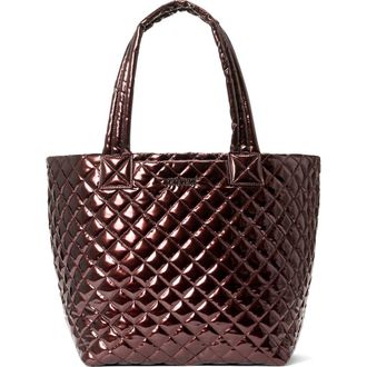 MZ Wallace Medium Metro Deluxe Quilted Nylon Tote in Bordeaux Lacquer at Nordstrom