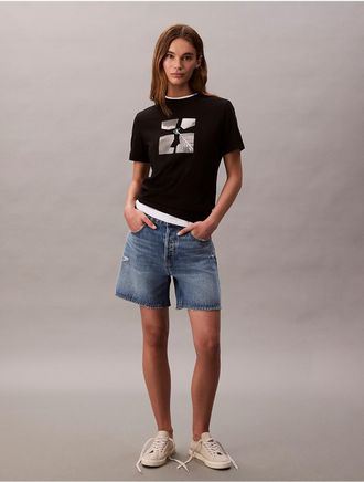 Calvin Klein Jeans Calvin Klein Womens Skyscraper Graphic Boxy T-Shirt - Black - S