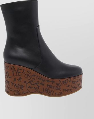 Chloé graphic print leather ankle length boots