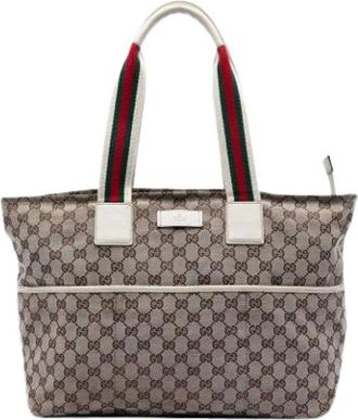 Gucci Pre-owned Tote Bags, female, Beige, Size: ONE SIZE Pre-owned Canvas Tote
