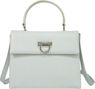Ferragamo Gancini Handbag Leather White Leather Handbag (Pre-Owned)