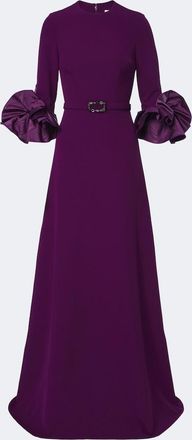 SAFiYAA Belen cr&ecirc;pe belted gown
