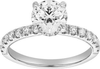 LuvMyJewelry Aurielle 14K Gold Round Cut Hidden Halo Lab Grown Diamond Engagement Ring - 2 Ct in 14K White Gold at Nordstrom, Size 7