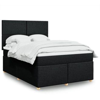 vidaXL Cama Box Spring Con Colch&oacute;n Tela Negro 140x190 Cm Vidaxl