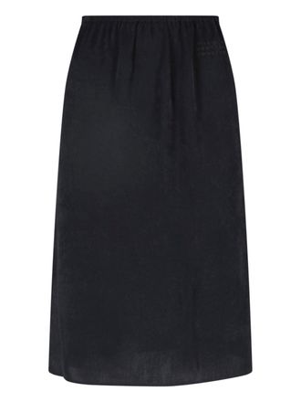 Maison Margiela Black Fabric Elastic Waist Midi Skirt