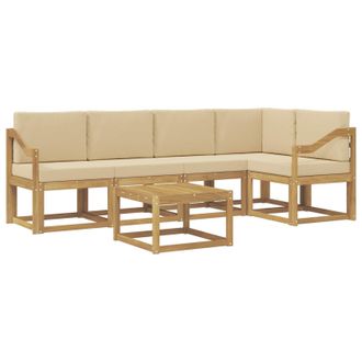vidaXL Conjunto De Sof&aacute;s De Exterior Con Coj&iacute;n 6 Pcs Y Beige Vidaxl