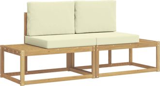 vidaXL Conjunto De Sof&aacute;s De Exterior 2 Uds. Blanco Y Crema Poli&eacute;ster Vidaxl