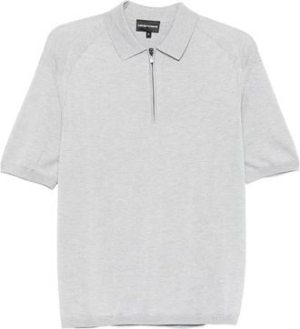 Emporio Armani Tops, Heren, Grijs, XL, Wol, Grijze Wollen Blend Poloshirt