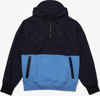 Lacoste Mens Two-Material Pullover Jacket in Navy - Size X-Small
