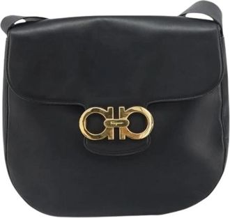 Ferragamo Pre-owned Leather Cross Body Bag - Dames - Vintage Schoudertas - Zwart - ONE Size - Leer - Vintage
