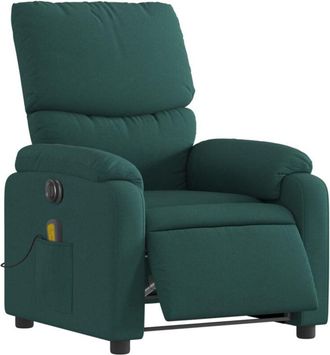 vidaXL Sill&oacute;n Reclinable De Masaje El&eacute;ctrico Tela Verde Oscuro Vidaxl