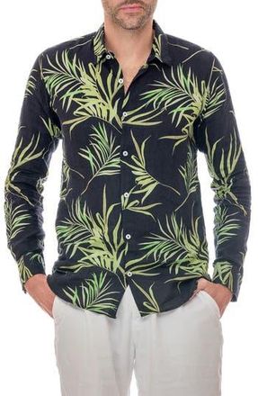 Ranee&rsquo;s Linen Resort Button-Up Shirt in Black at Nordstrom Rack, Size Xx-Large