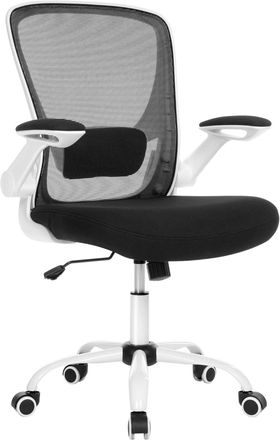 Songmics Silla ergon&oacute;mica de oficina con reposabrazos de color blanco y negro