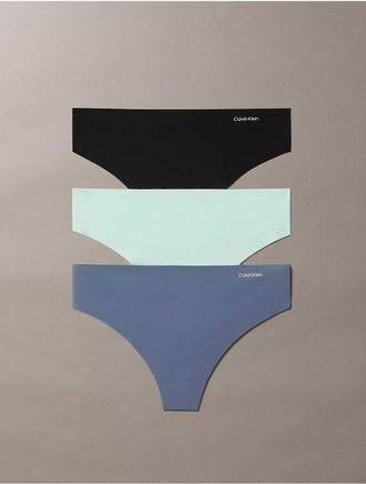 Calvin Klein Womens Invisibles 3-Pack Thong - Multi - XL