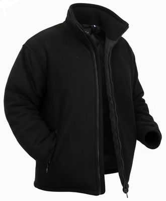Generic Mens Classic Fleece Jacket Coat Work Leisure Sports Casual Anti Pill Work Winter Extra Thick Heavy Duty Padded Full Zip UK Sizes S-2XL (BLACK, 2XL)